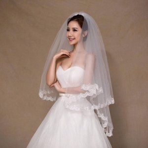 Accessories - Two Layer Lace Bride Floral Wedding Veil IVORY Accessories - Two Layer Lace Bride Floral Wedding Veil IVORY